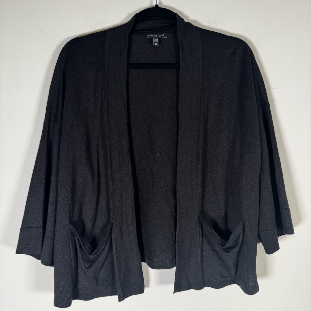Eileen Fisher Organic Linen Blend Open Front Cardigan size S/M